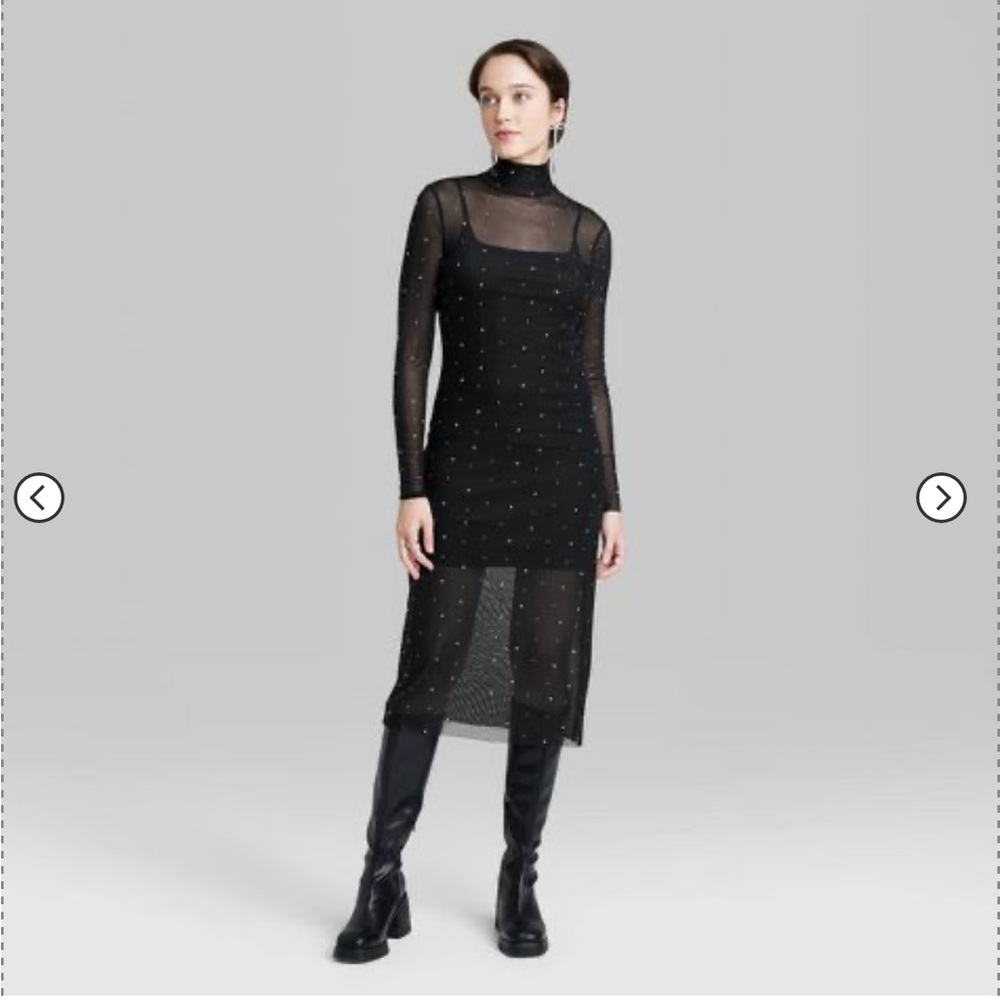 Sheer Black with Rhinestones Wild Fable Dress
